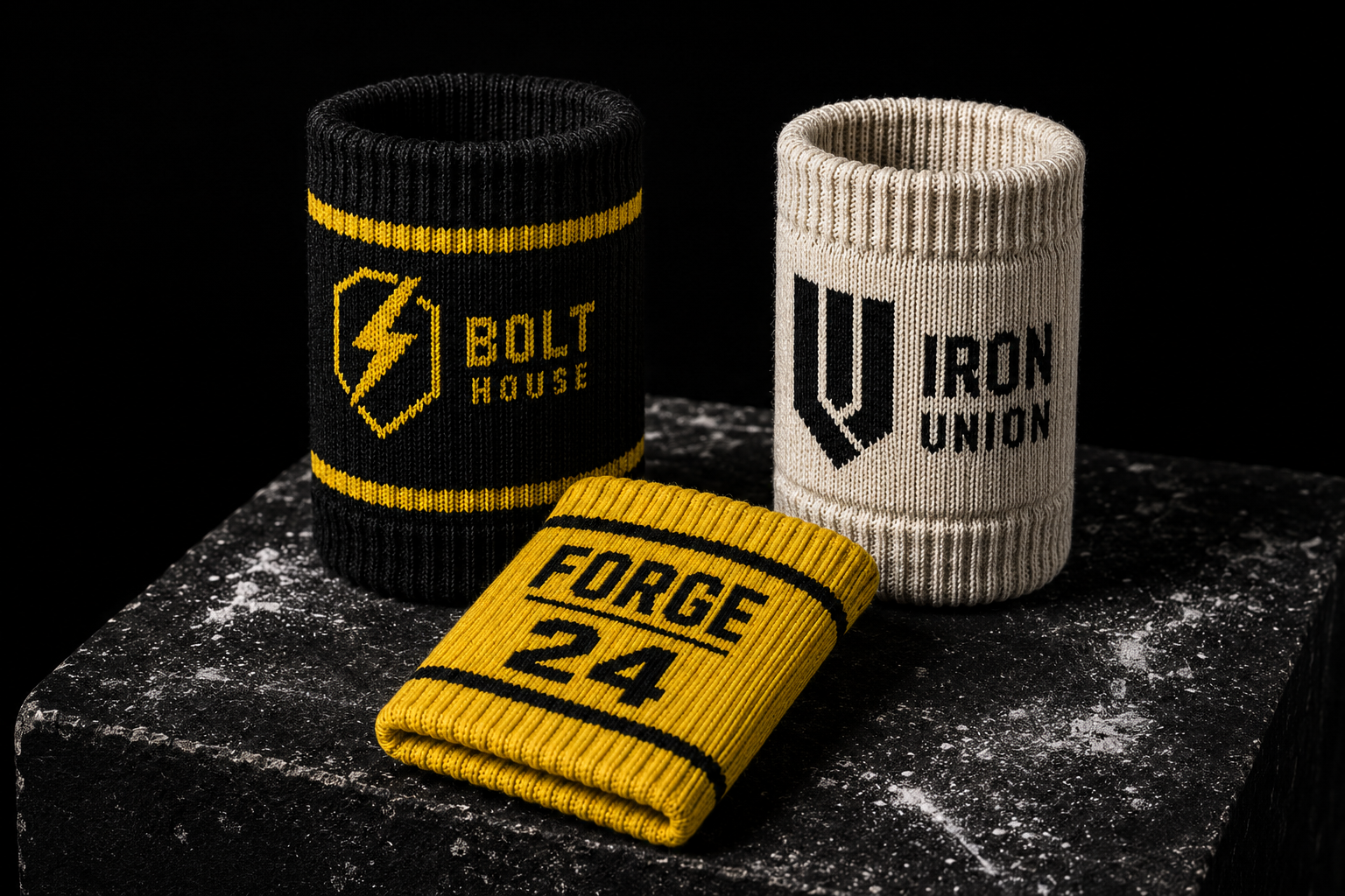 Custom knit wristbands with gym branding